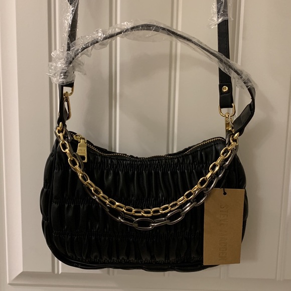 Prada Like Steve Madden Black Crinkle Leather Crossbody - Picture 5 of 13